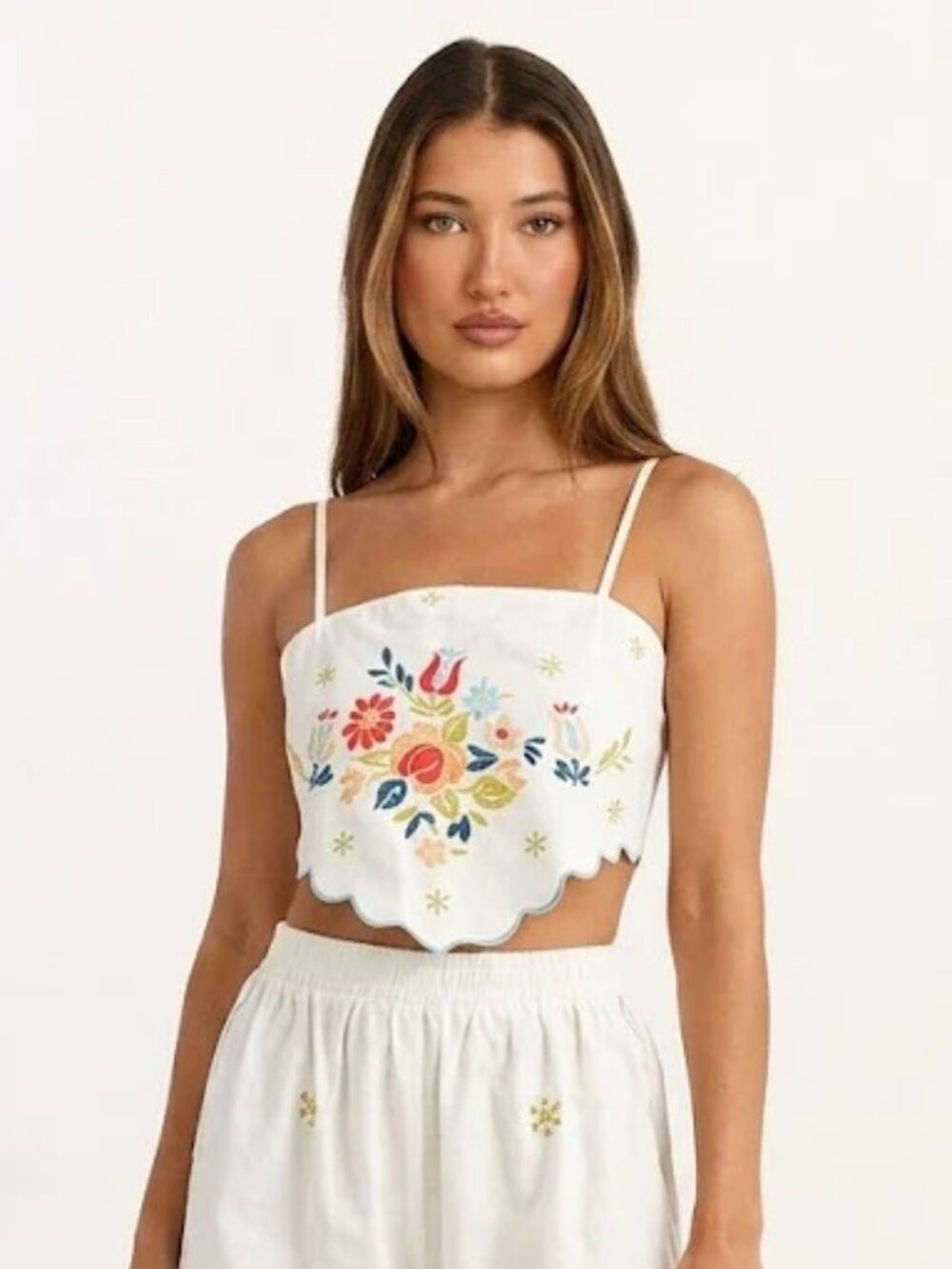 Amable by Mable On Island Time Linen Crop Bandana Tie Back Sleeveless Top